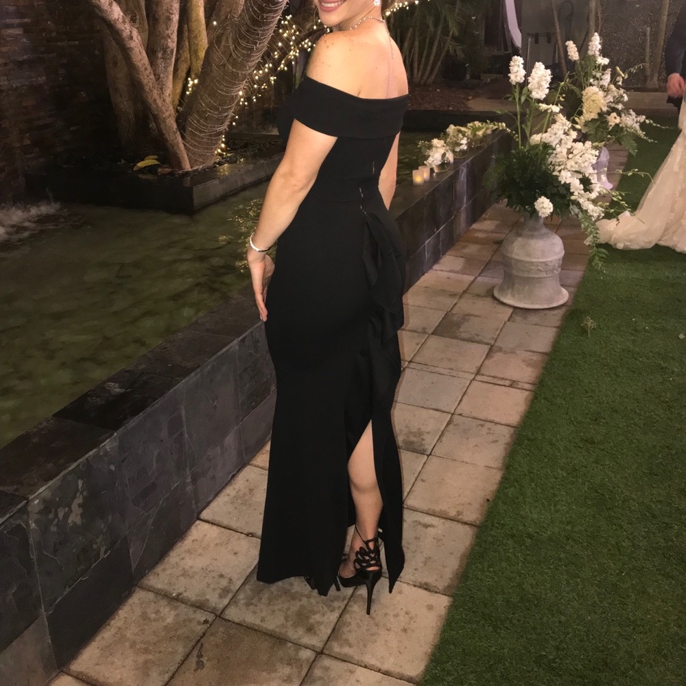 Black off the shoulder long elegant dress
